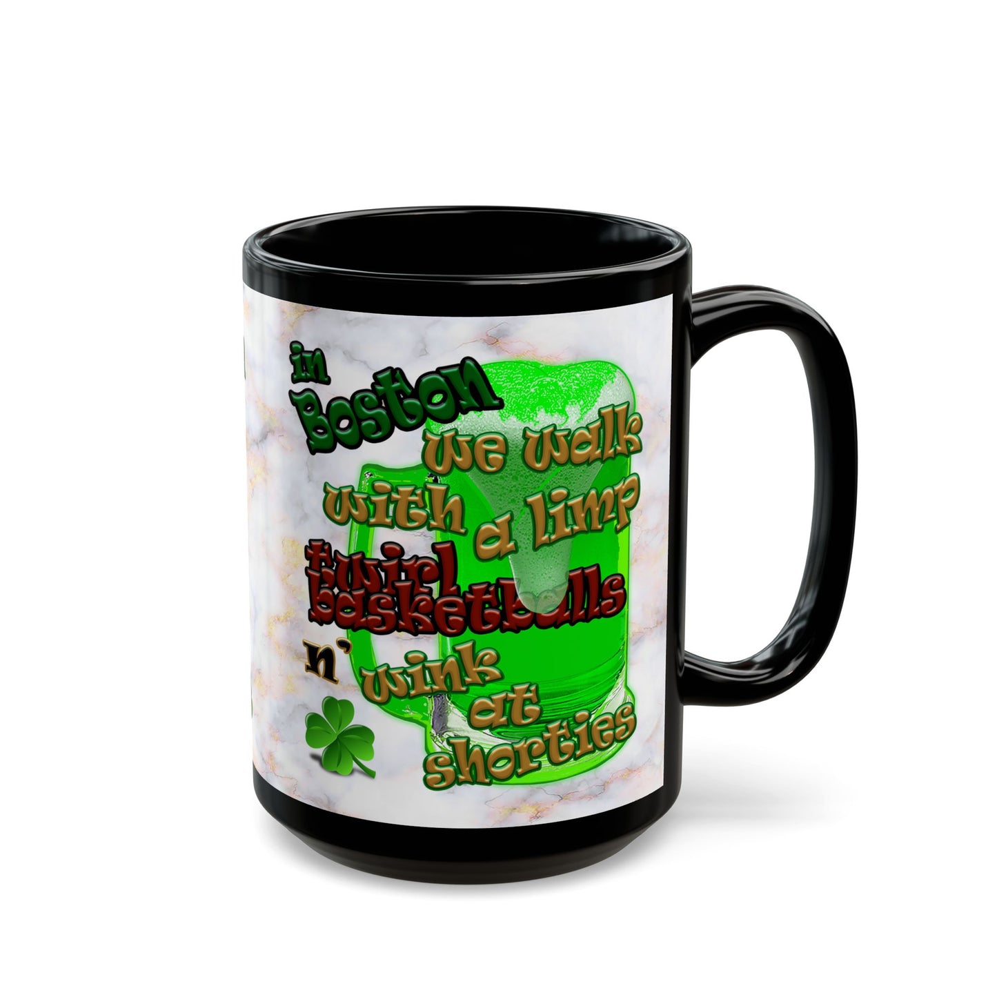 celtics logo - Black Mug (white marble)