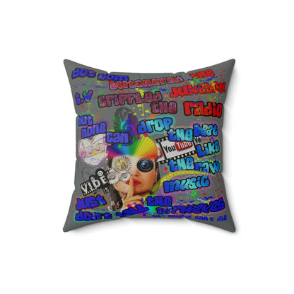 drop the beat - Faux Suede Square Pillow - (dark grey)