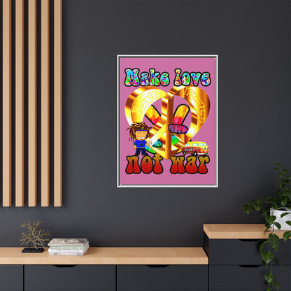 love peace - framed canvas art (light pink)