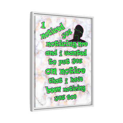 noticed you noticing - framed canvas art (white marble)