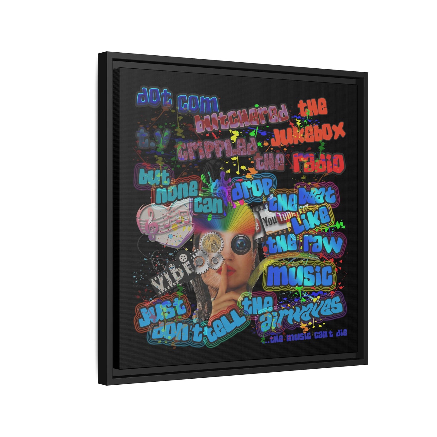 drop the beat - framed canvas art (black)