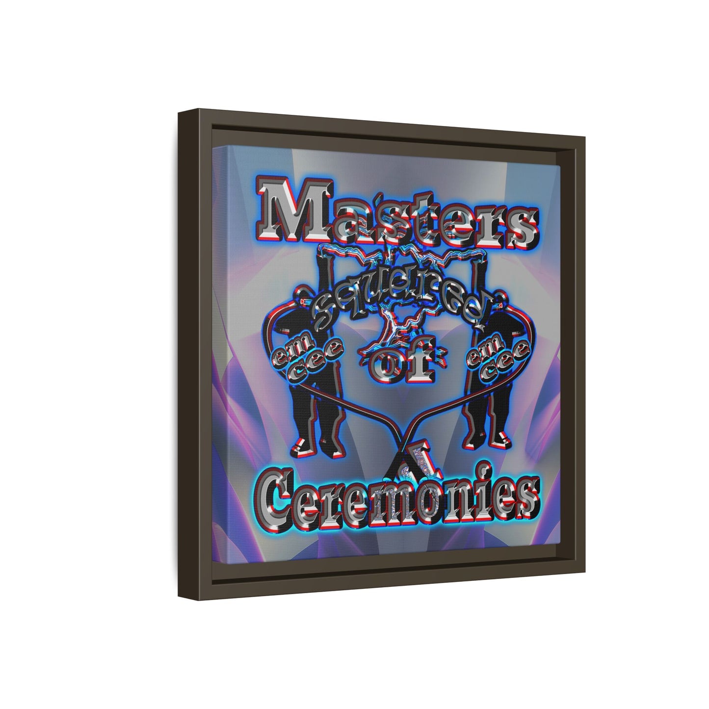 em cee squared - framed canvas art (grey-pink wave)