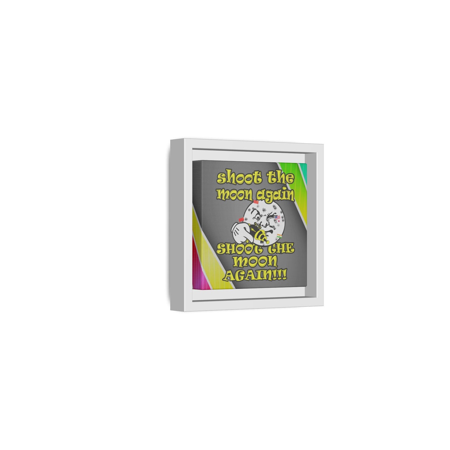 shoot the moon again - framed canvas art (rainbow split)
