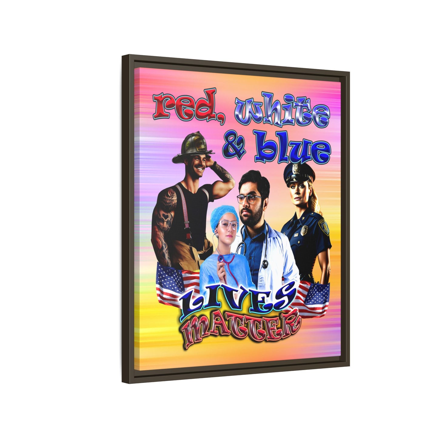 rw&b lives matter - framed canvas art (color blur)