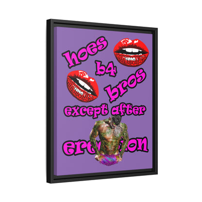 hoes b4 bros - framed canvas art (light purple)