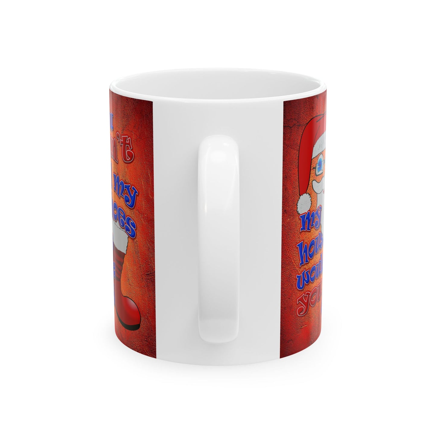 santa's shoes - White Mug (burnt orange)