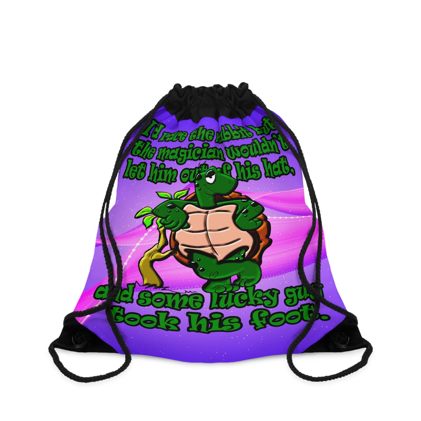 turtle race - Drawstring Bag (purple-pink wave)