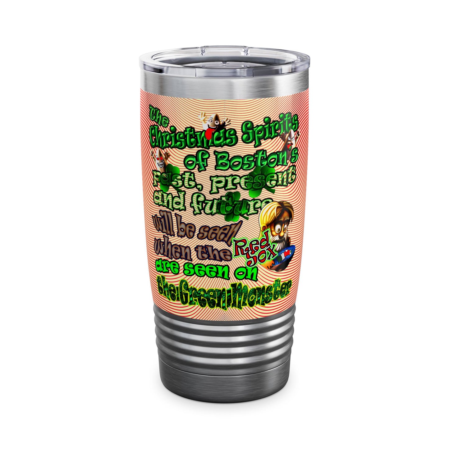 christmas spirits of boston - Ringneck Tumbler, 20oz (yellow-orange wave)