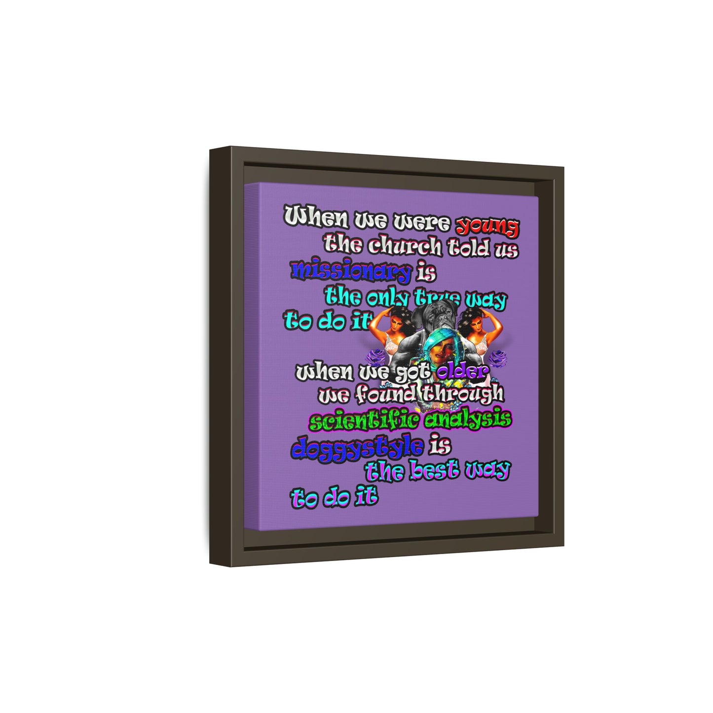 doggystyle - framed canvas art (light purple)