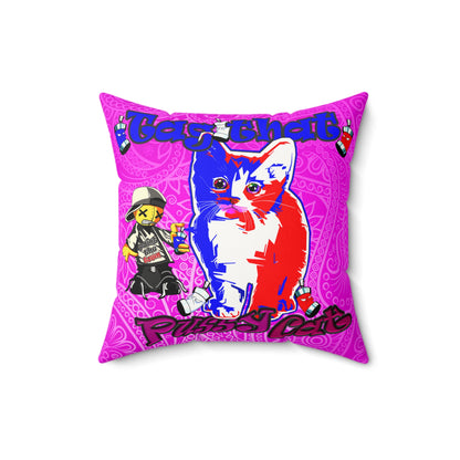 tag that - Faux Suede Square Pillow - (pink swirl)