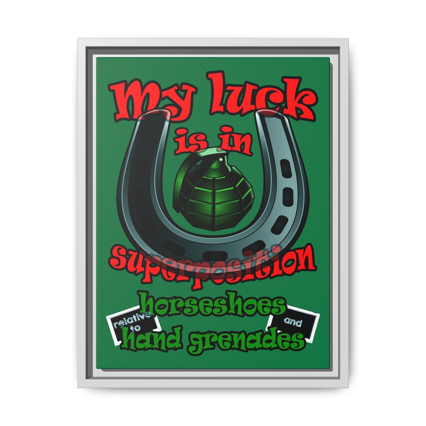 my luck - framed canvas art (dark green)