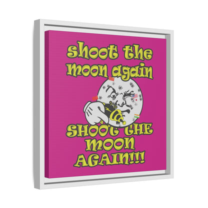 shoot the moon again - framed canvas art (pink)