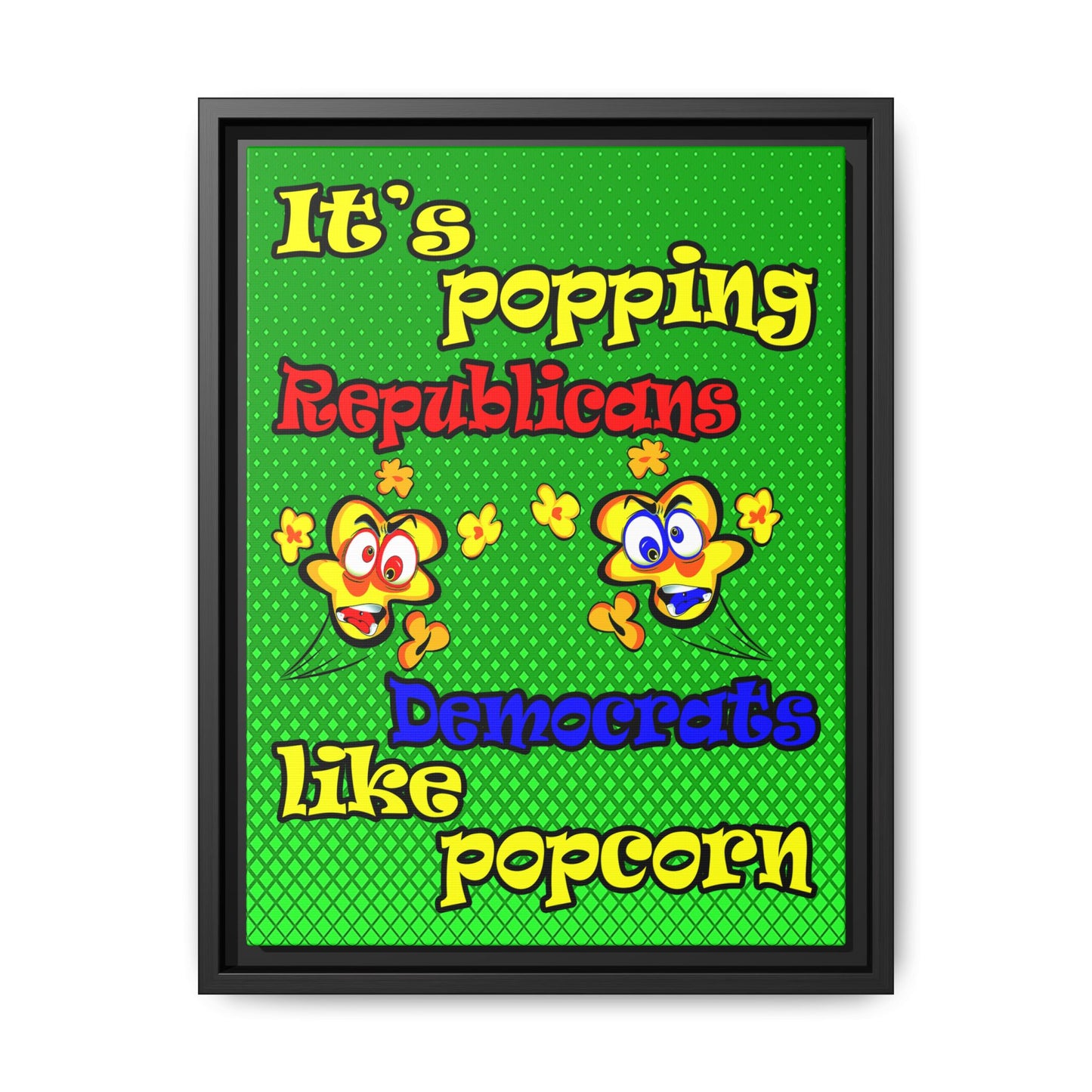 popping like popcorn - framed canvas art (logo green)