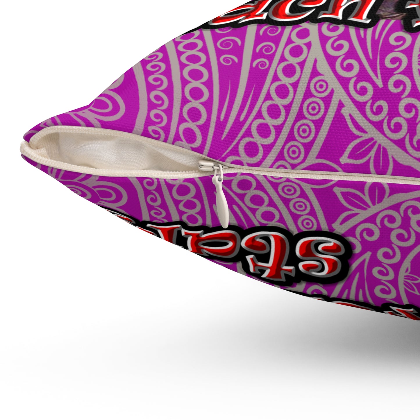 defy conquer reach - Spun Polyester Square Pillow - (pink swirl)