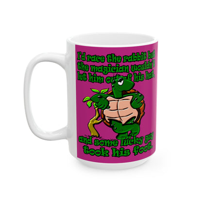 turtle race - White Mug (pink)