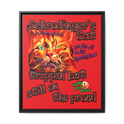 schrodinger's cat - framed canvas art (red)