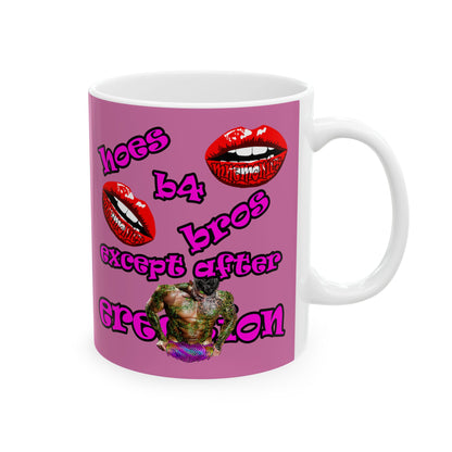 hoes b4 bros - White Mug (light pink)