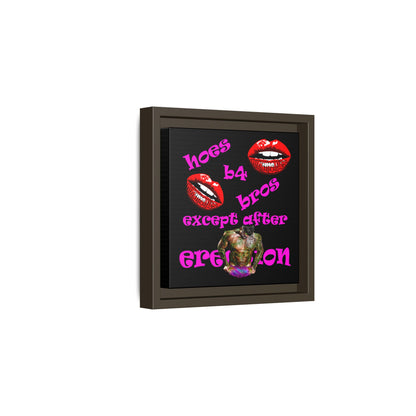 hoes b4 bros - framed canvas art (black)