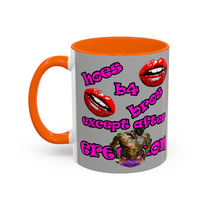 hoes b4 bros - Accent Mug (light grey)