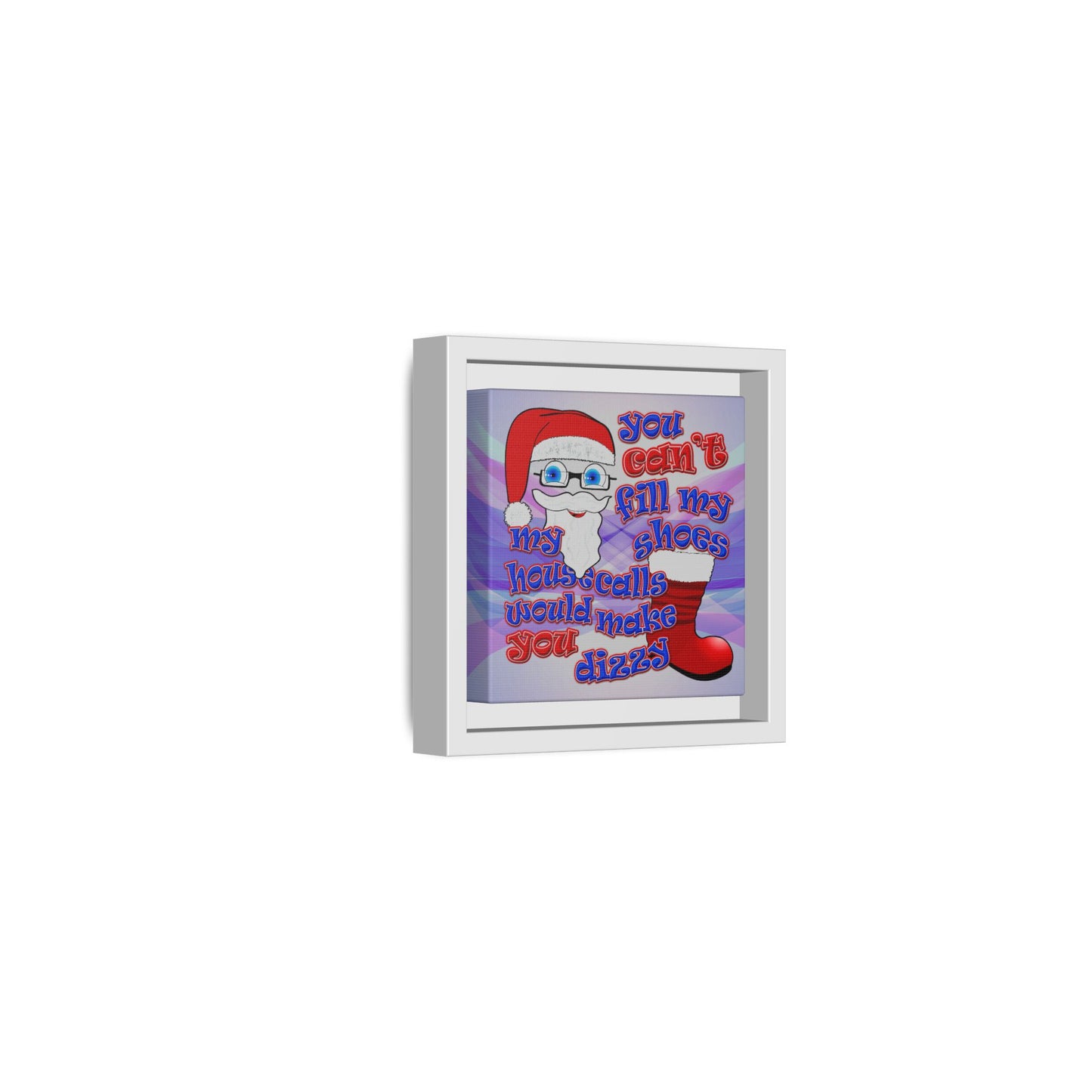 santa's shoes - framed canvas art (light blue-pink wave)