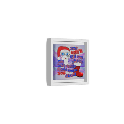 santa's shoes - framed canvas art (light blue-pink wave)