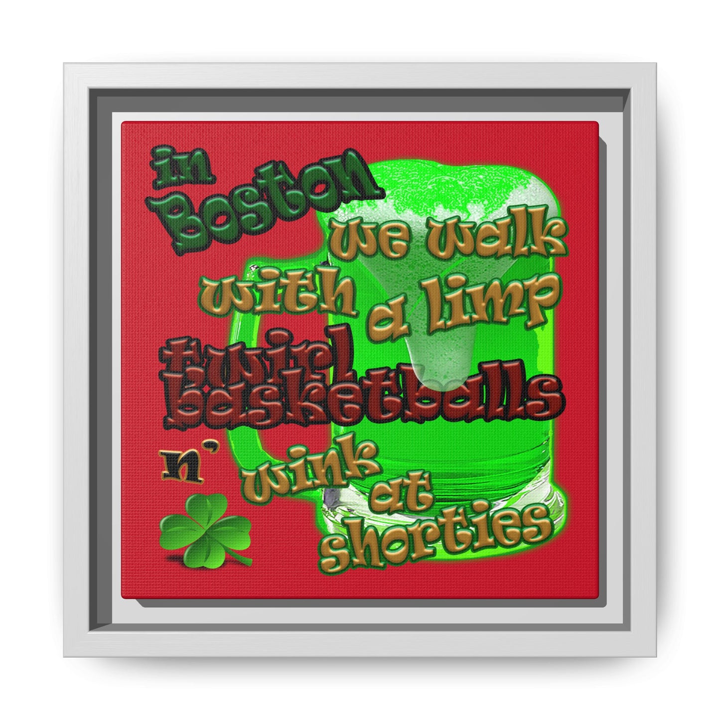 celtics logo - framed canvas art (dark red)