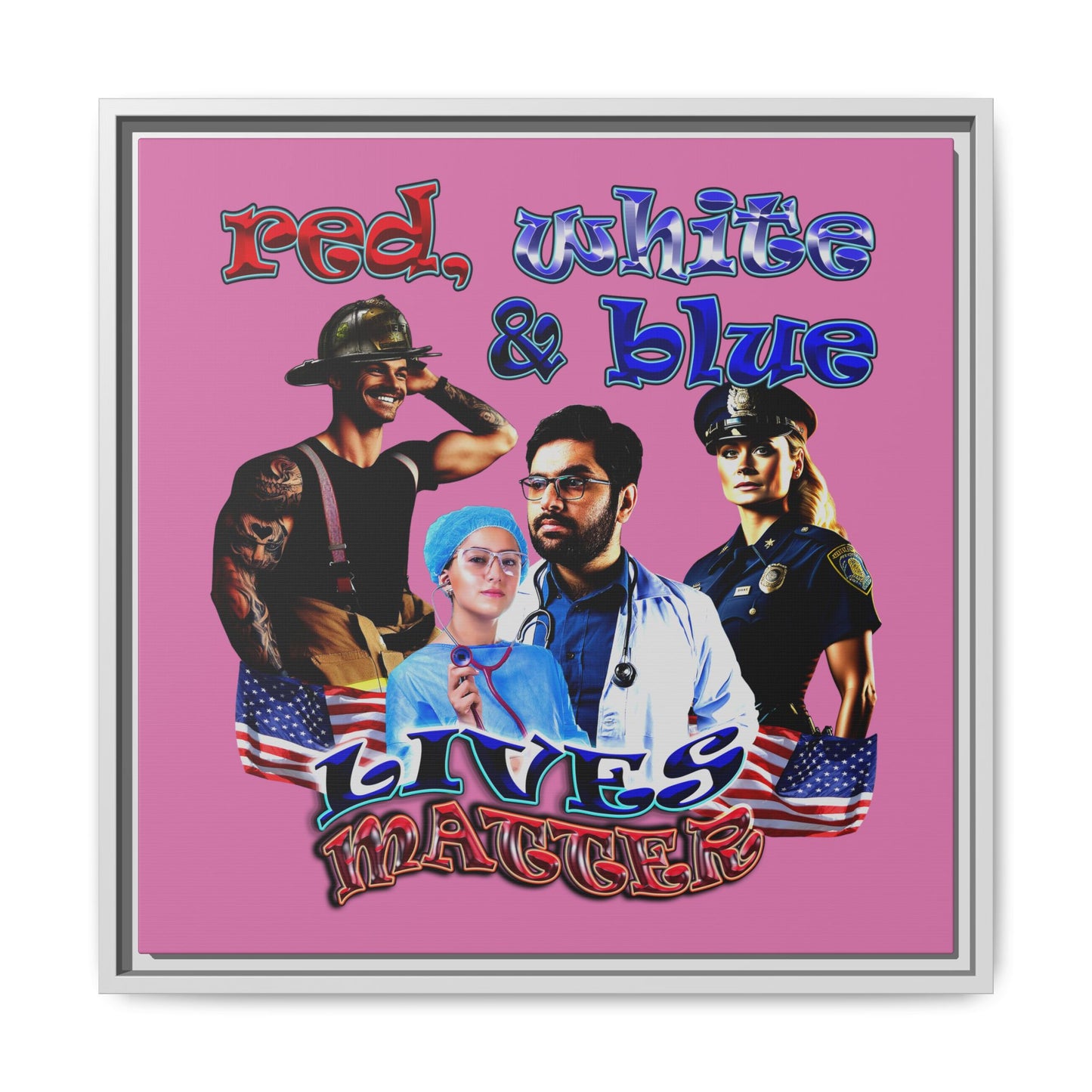 rw&b lives matter - framed canvas art (light pink)