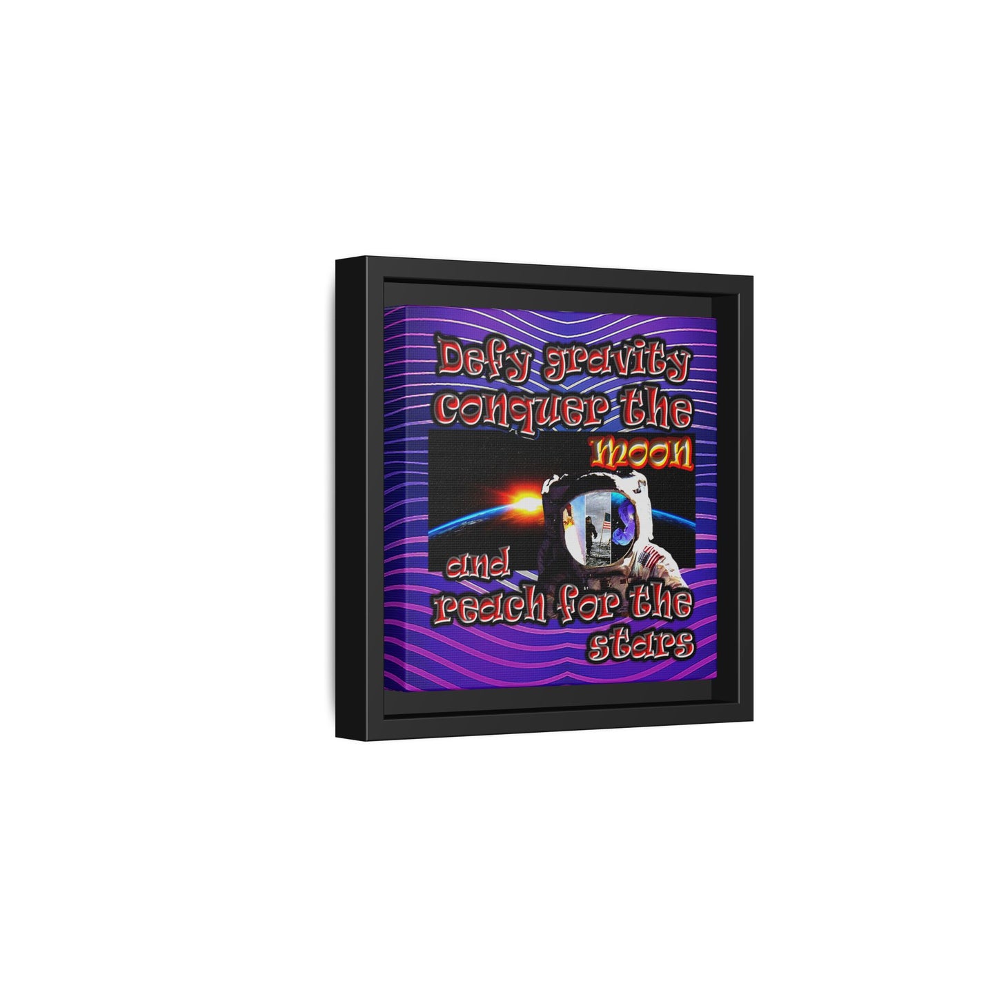 defy conquer reach - framed canvas art (purple wave)