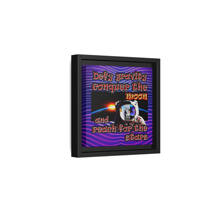 defy conquer reach - framed canvas art (purple wave)