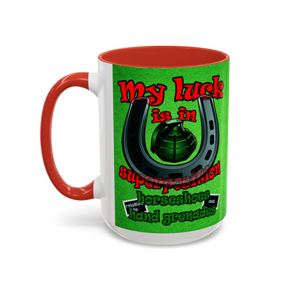 my luck - Accent Mug (green turf)