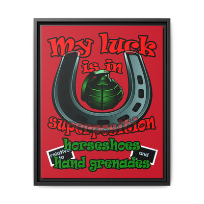 my luck - framed canvas art (dark red)