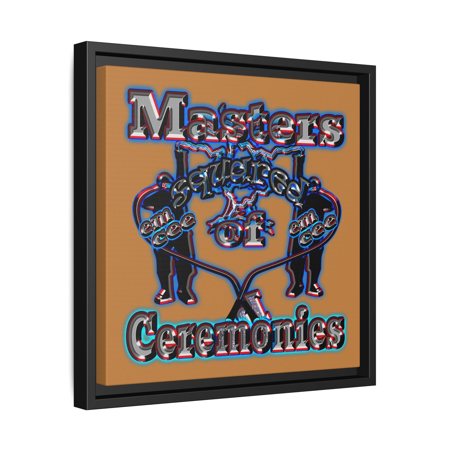em cee squared - framed canvas art (light brown)