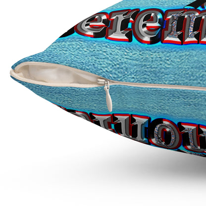 em cee squared - Spun Polyester Square Pillow - (faded dark blue)