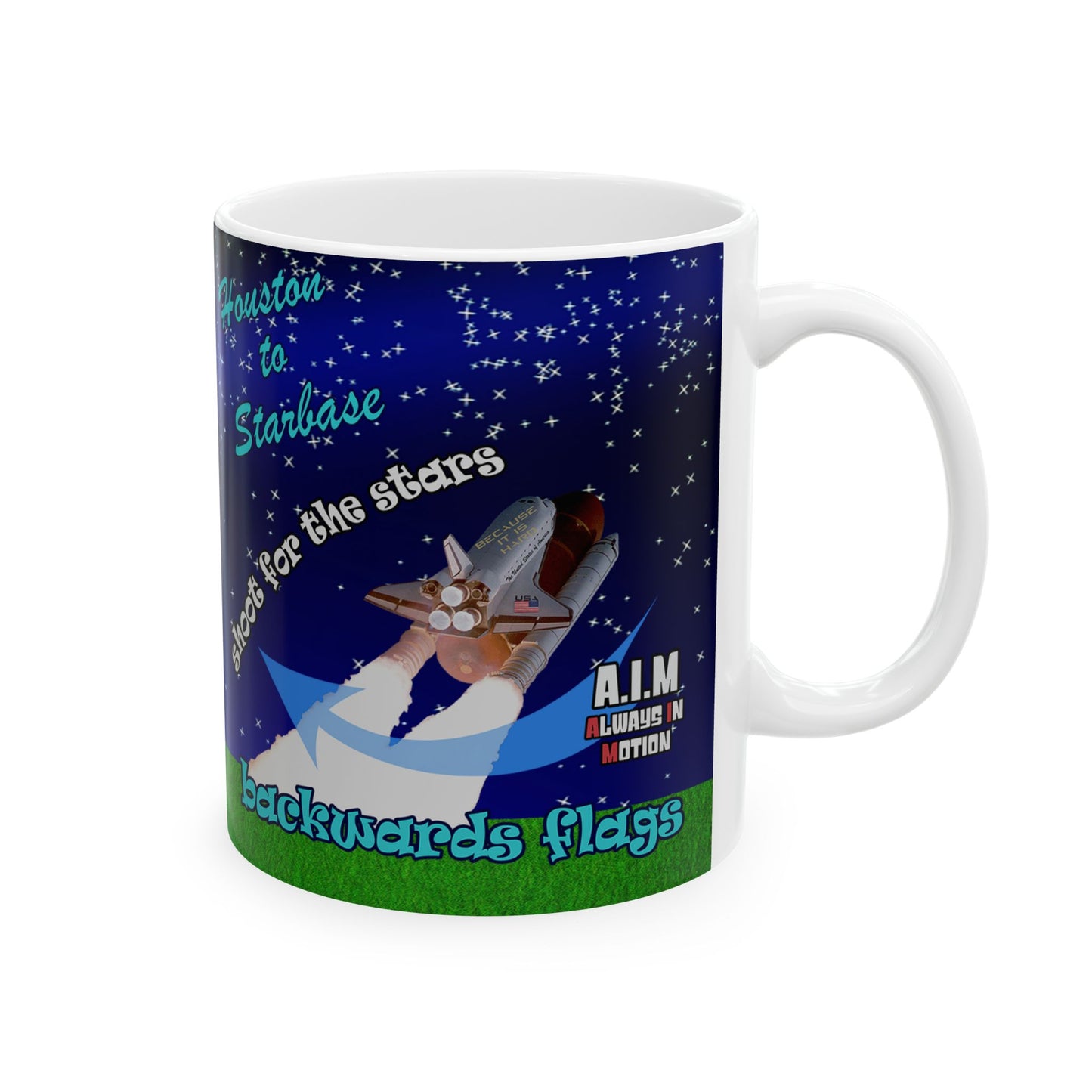 shoot for the stars - White Mug ('snoops' background)