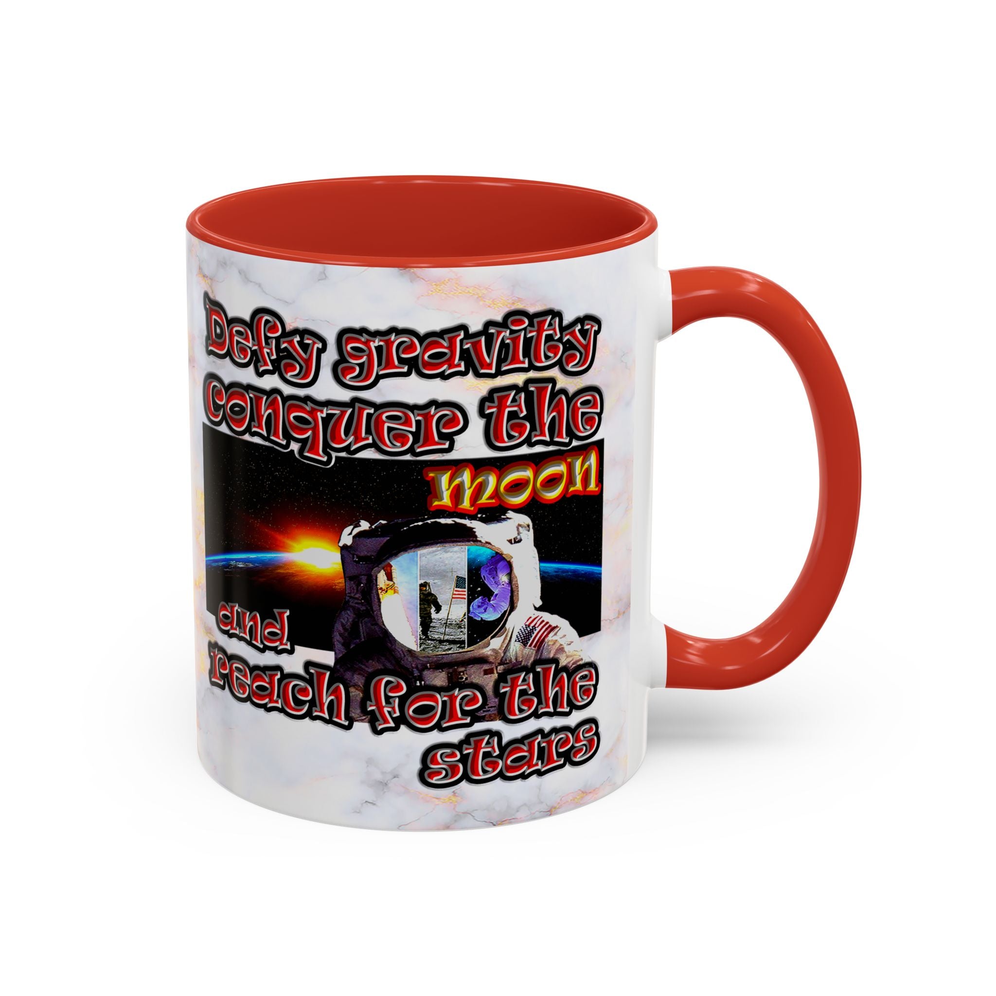 defy conquer reach - Accent Mug (white marble)