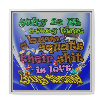 the bum's shit - framed canvas art (blue-white wave)