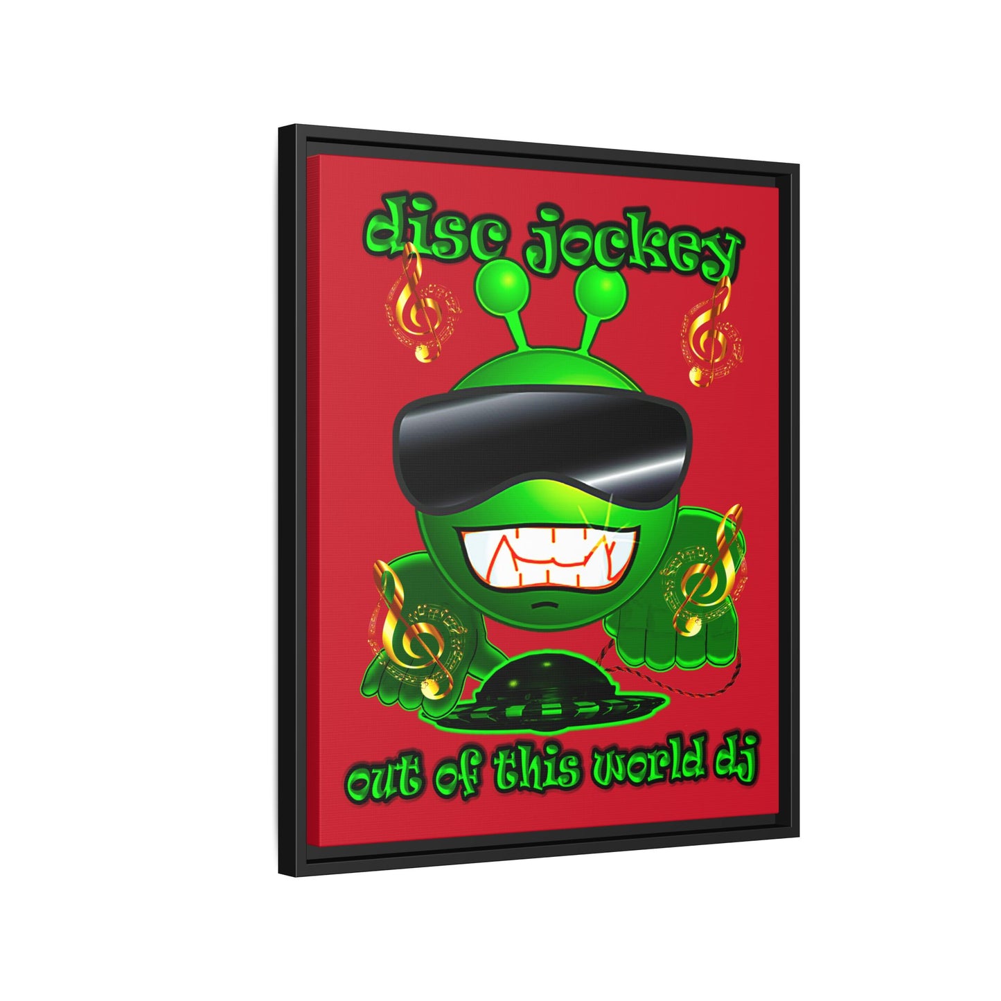 disc jockey - framed canvas art (dark red)