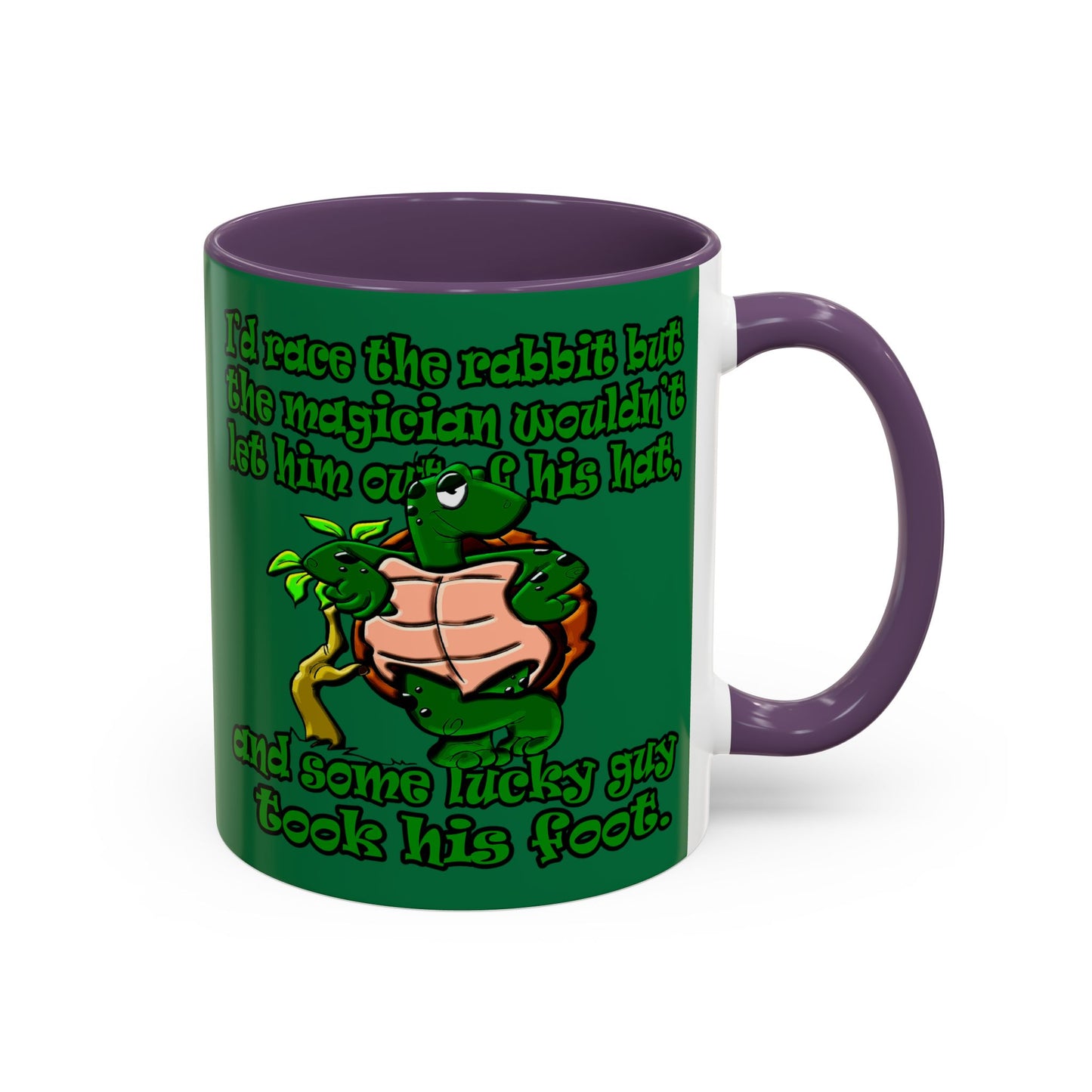 turtle race - Accent Mug (dark green)