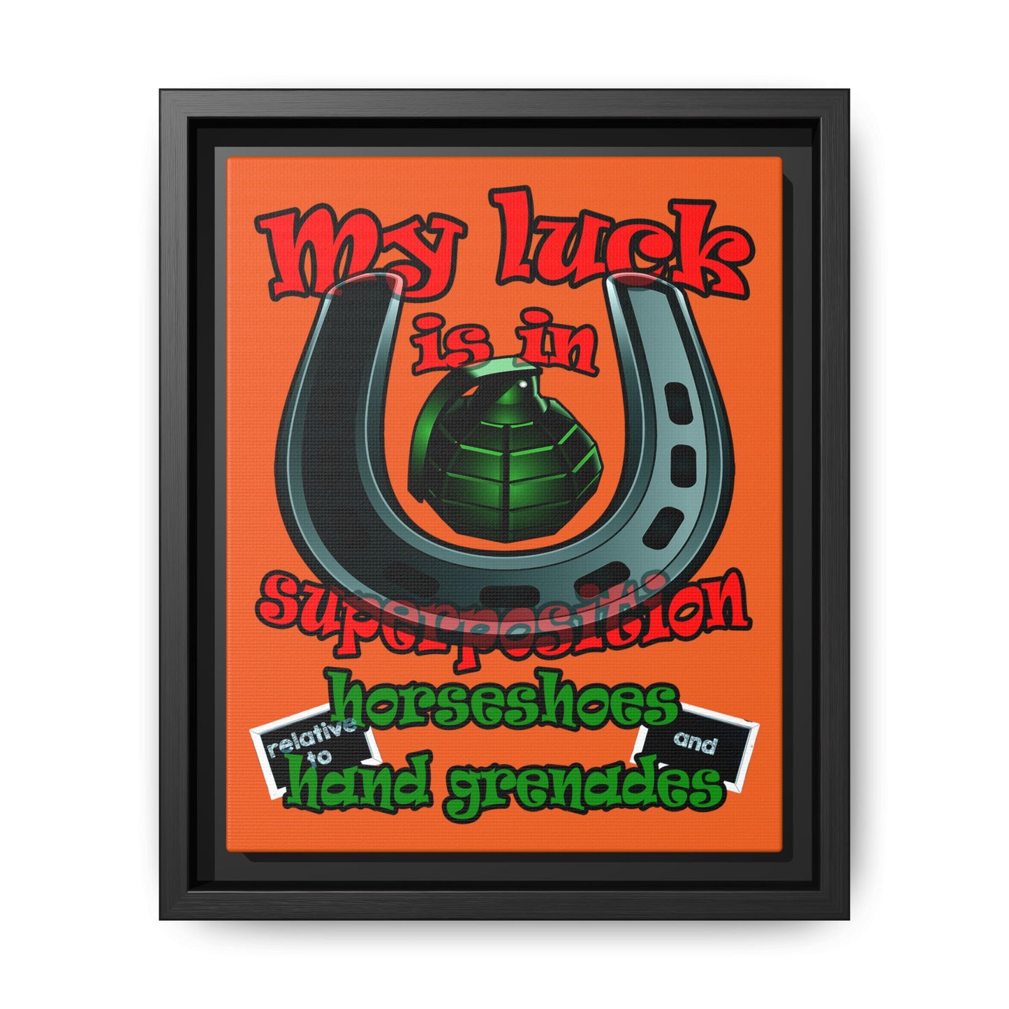 my luck - framed canvas art (orange)