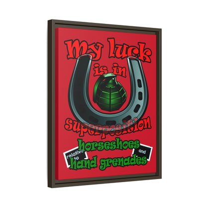 my luck - framed canvas art (dark red)