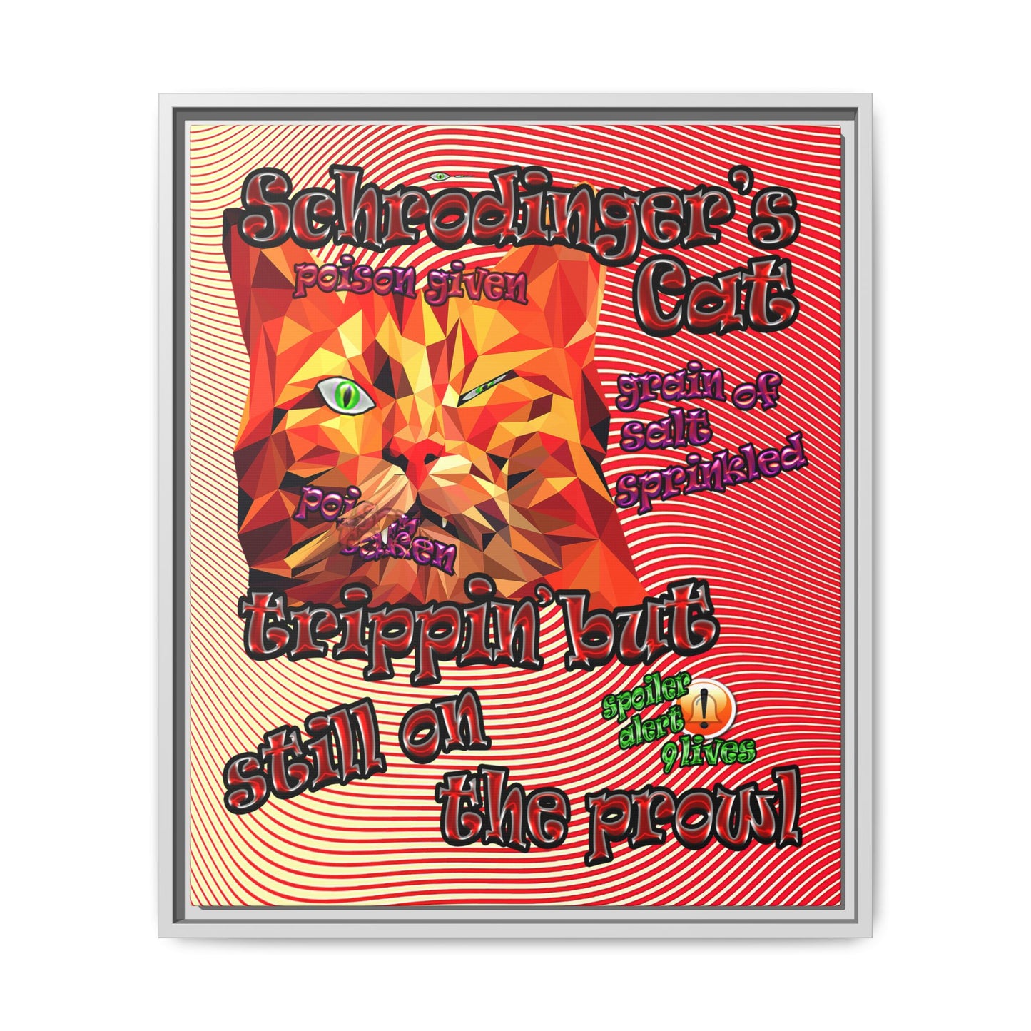 schrodinger's cat - framed canvas art (yellow-orange wave)