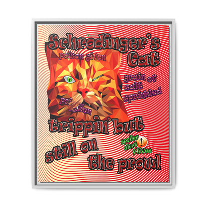 schrodinger's cat - framed canvas art (yellow-orange wave)
