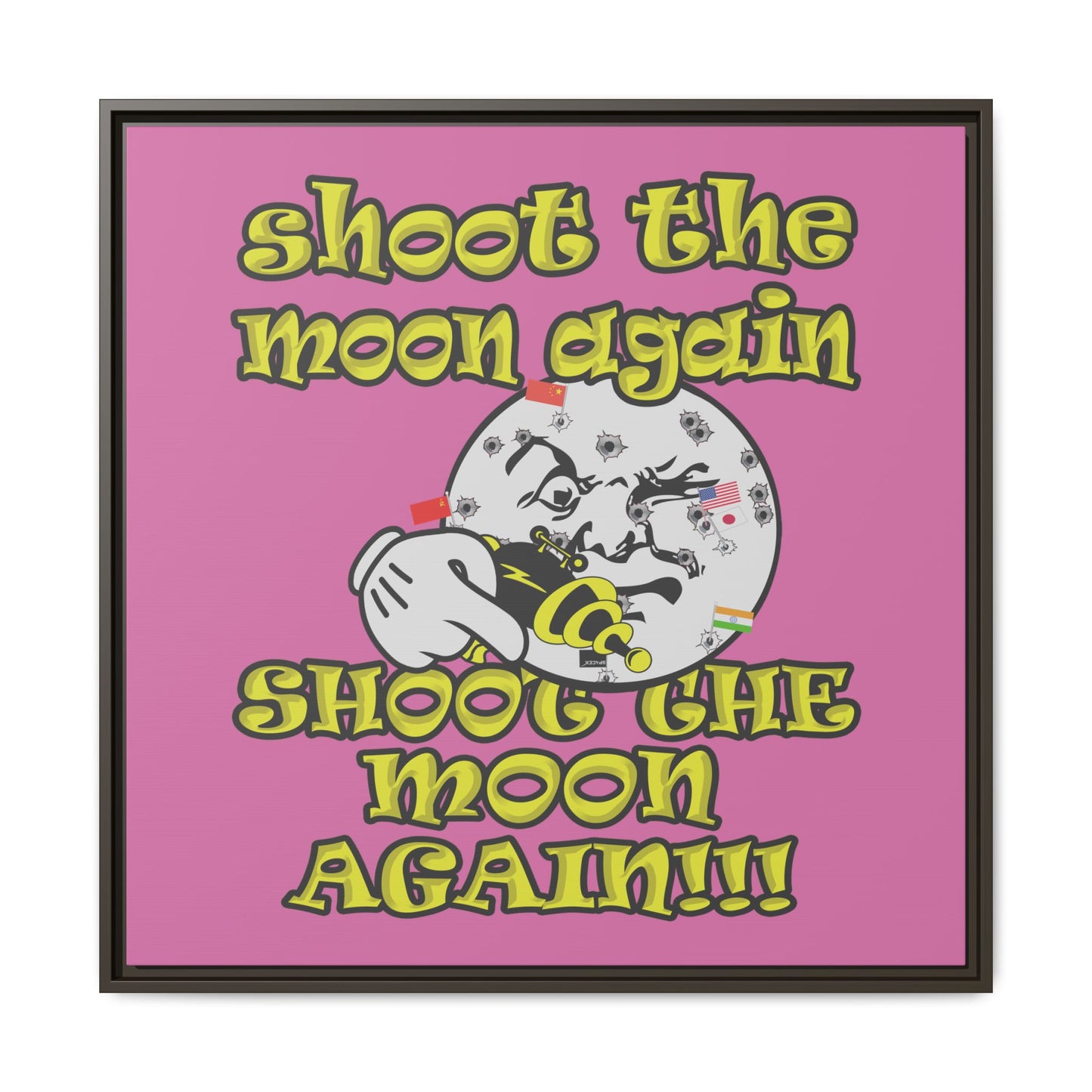 shoot the moon again - framed canvas art (light pink)