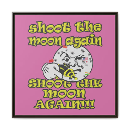 shoot the moon again - framed canvas art (light pink)