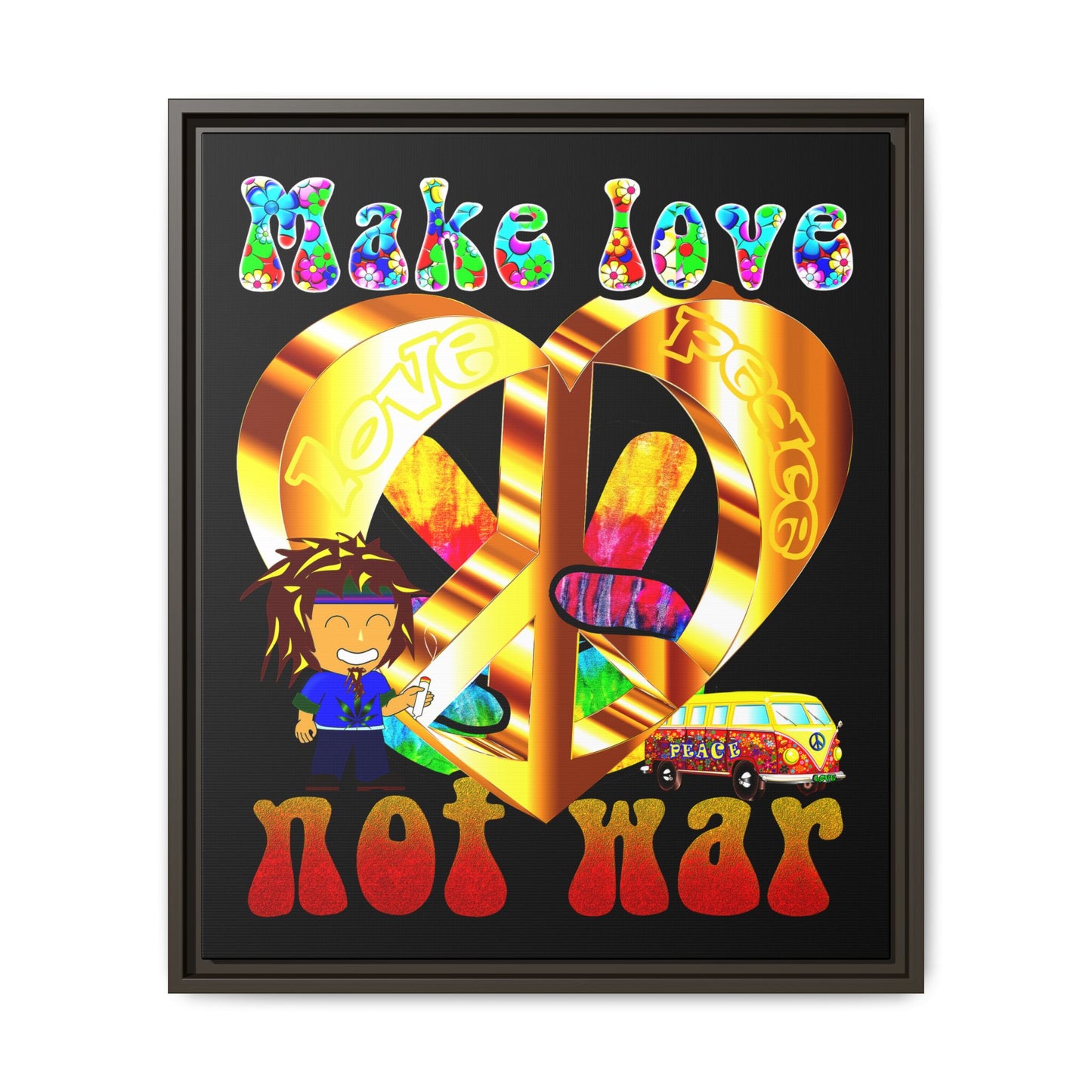 love peace - framed canvas art (black)