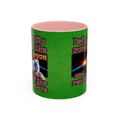 defy conquer reach - Accent Mug (green turf)