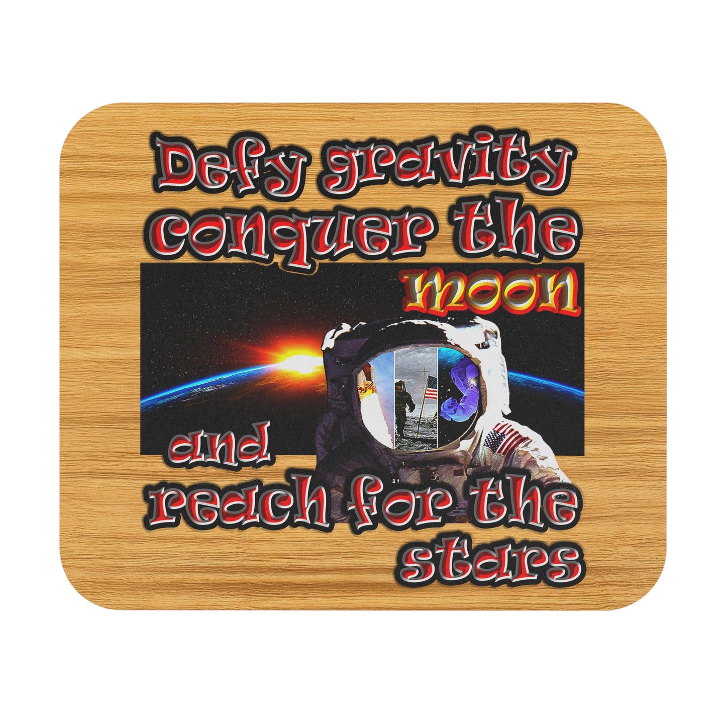 defy conquer reach - Mouse Pad (Rectangle) (butterscotch wood finish)