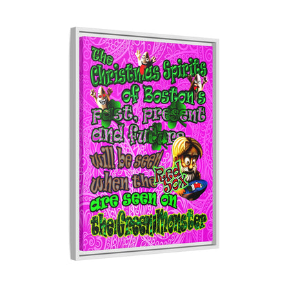 christmas spirits of boston - framed canvas art (pink swirl)