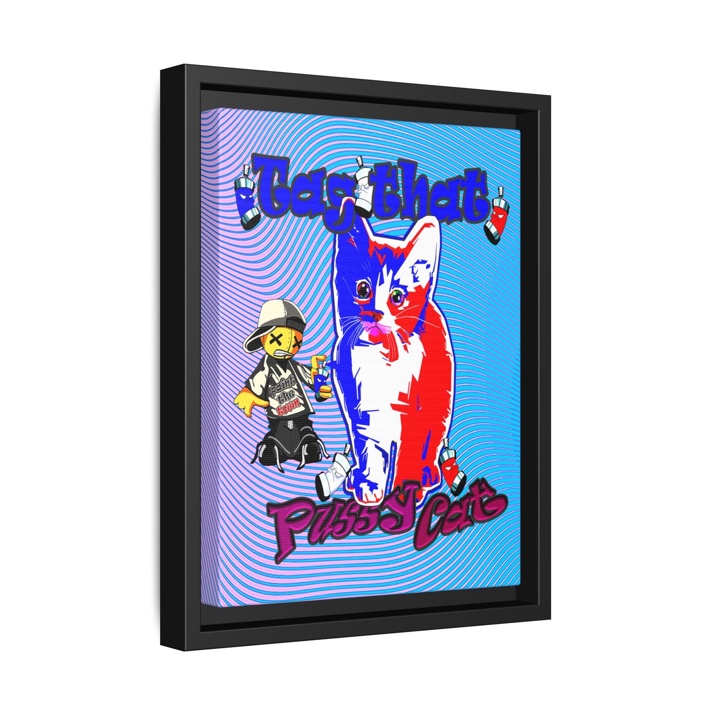 tag that - framed canvas art (light blue-purple wave)