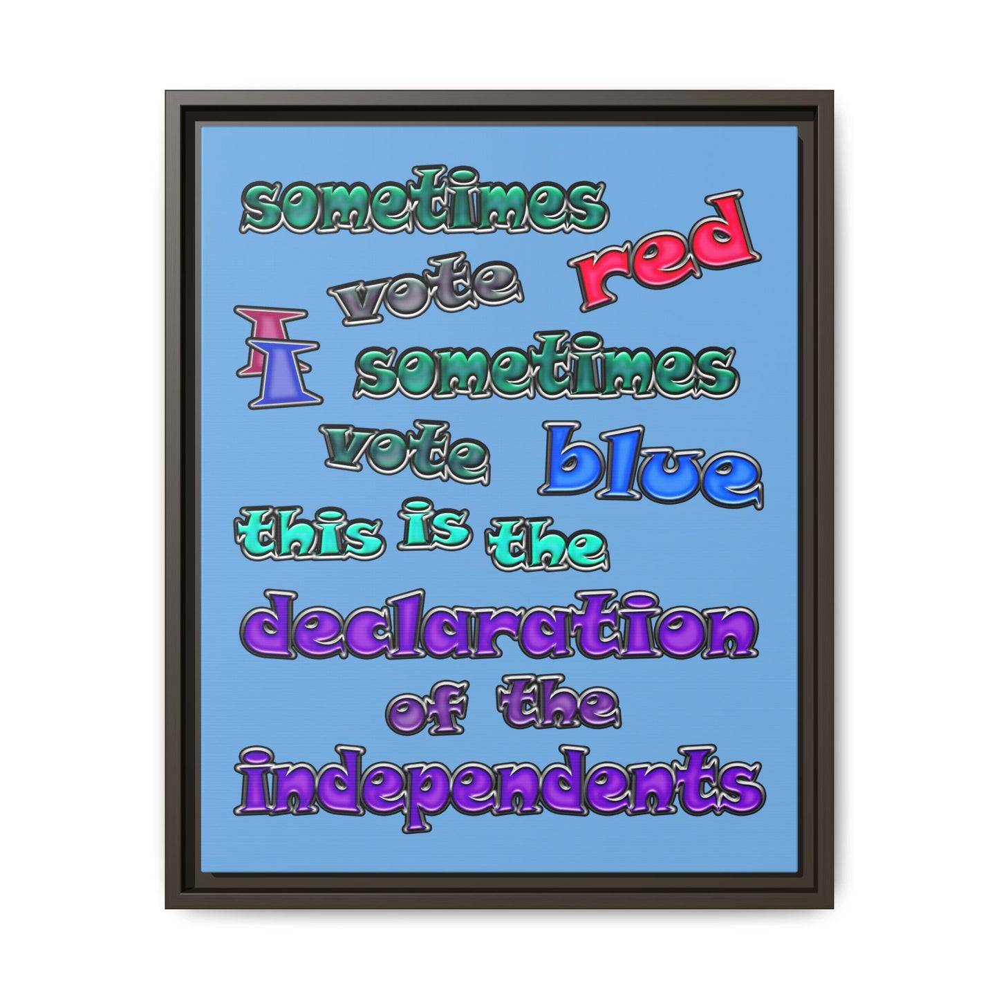 declaration of the independents - framed canvas art (light blue)